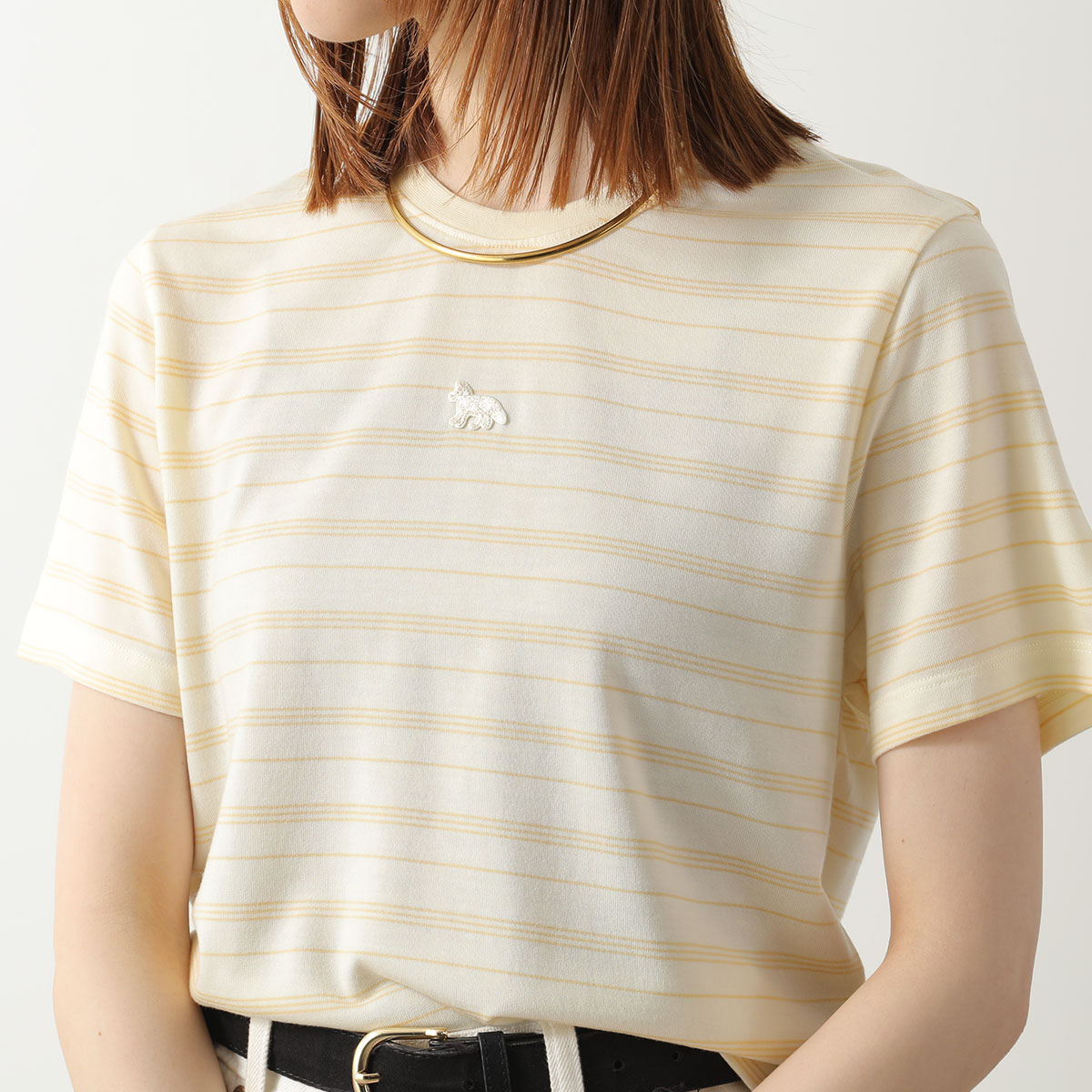 【完全新品未使用】MAISON KITSUNE ストライプ ノースリーブ MAISON KITSUNE（メゾン キツネ） Tシャツ QW00105K J7034 レディース
