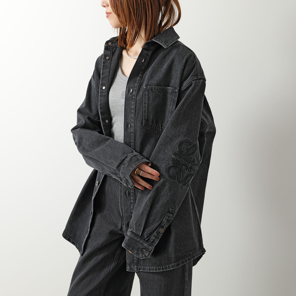 極美品★LOEWE★アナグラム★デニム★ロングシャツ★ワンピース★ライトコート LOEWE（ロエベ） オーバーシャツ H526Y1DX02 レディース アナグラム