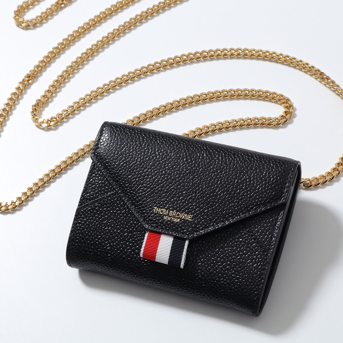 I147 未使用品✨トムブラウン　ケース　財布　コンパクト　レザー　黒 THOM BROWNE（トム ブラウン） コインケース FAP195A 00198 レディース