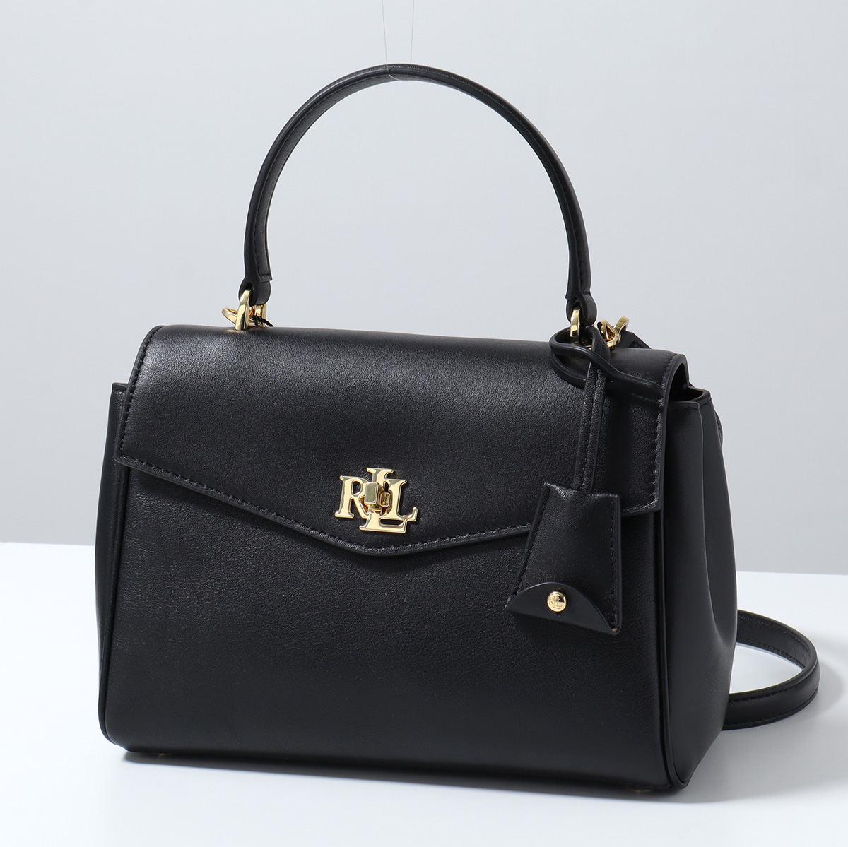 レア✨ローレンラルフローレン　ハンドバッグ エンボス レザー ロゴ ブラック 黒 LAUREN RALPH LAUREN（ローレン ラルフローレン） ショルダーバッグ