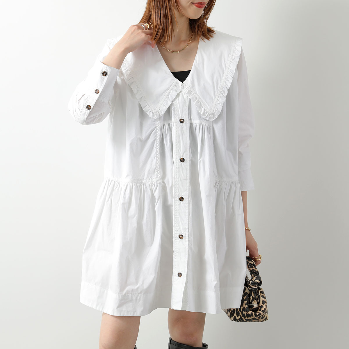 GANNI（ガニー） ワンピース Mini Shirt Dress F8634 レディース