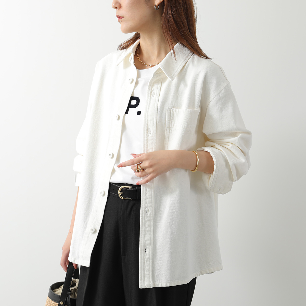 希少 美品【春物】フランス製 A.P.C. アーペーセー シャツ 総柄 2 A.P.C.（アーペーセー） APC A.P.C. シャツジャケット surchemise