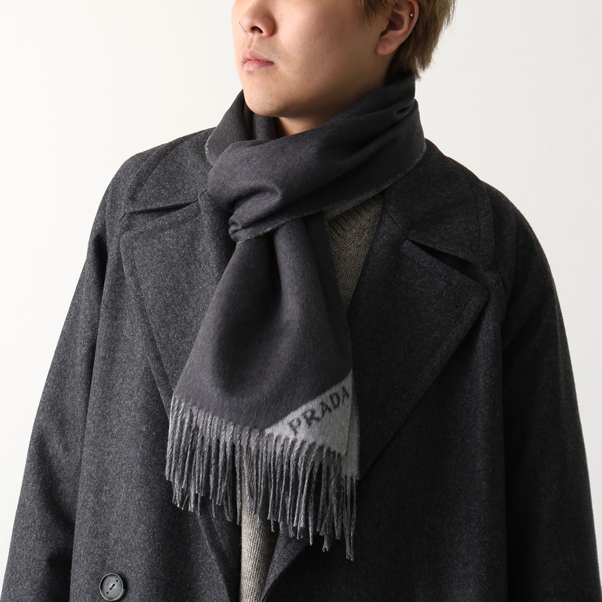 PRADA（プラダ） マフラー 2FS055 2COO メンズ カシミヤ リバーシブル