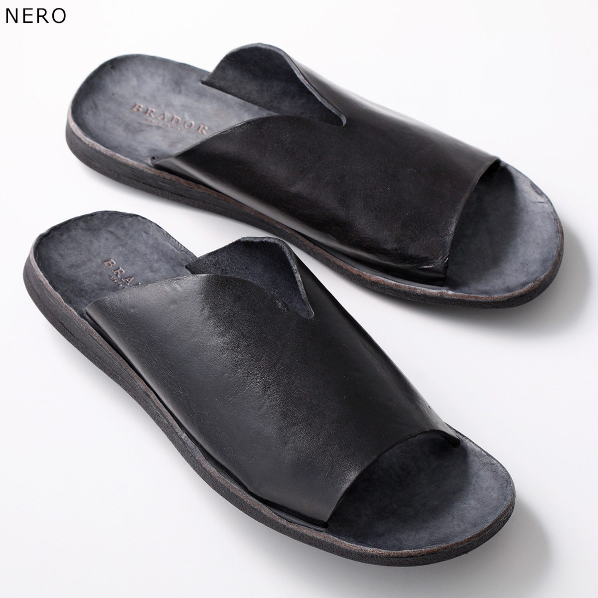 BRADOR レザーサンダル 46571 NERO 41 BRADOR（ブラドール） フラットサンダル 46571 メンズ レザー 靴 NERO