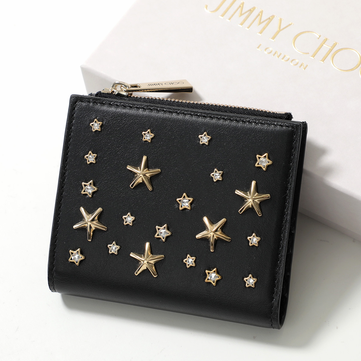 未使用✨ジミーチュウ HANNI CZN レザー　二つ折り財布 スタースタッズ JIMMY CHOO（ジミーチュウ） 二つ折り財布 HANNI U CZN レディース