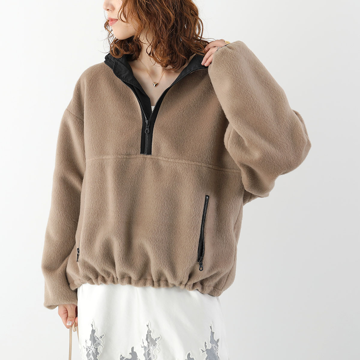 YENN イエン Wジャージー プルオーバー YENN イエン プルオーバー SHAGGY HALF ZIP JACKET シャギー ハーフ