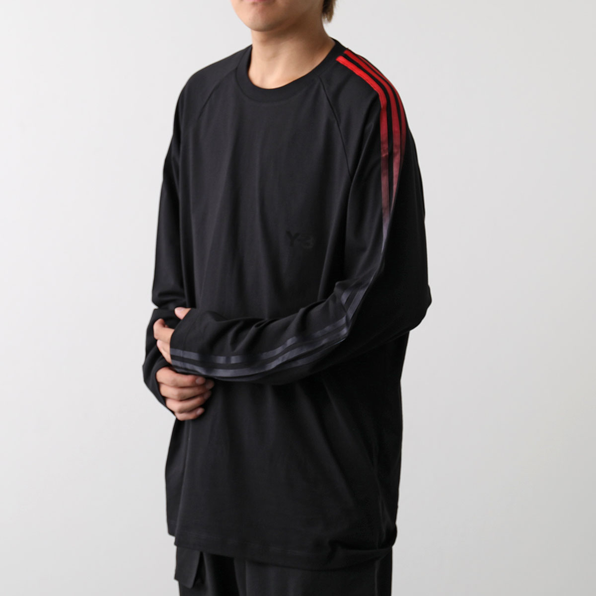 Y-3 ワイスリー Tシャツ OVERSIZED GRADIENT STRIPES LONG SLEEVE TEE