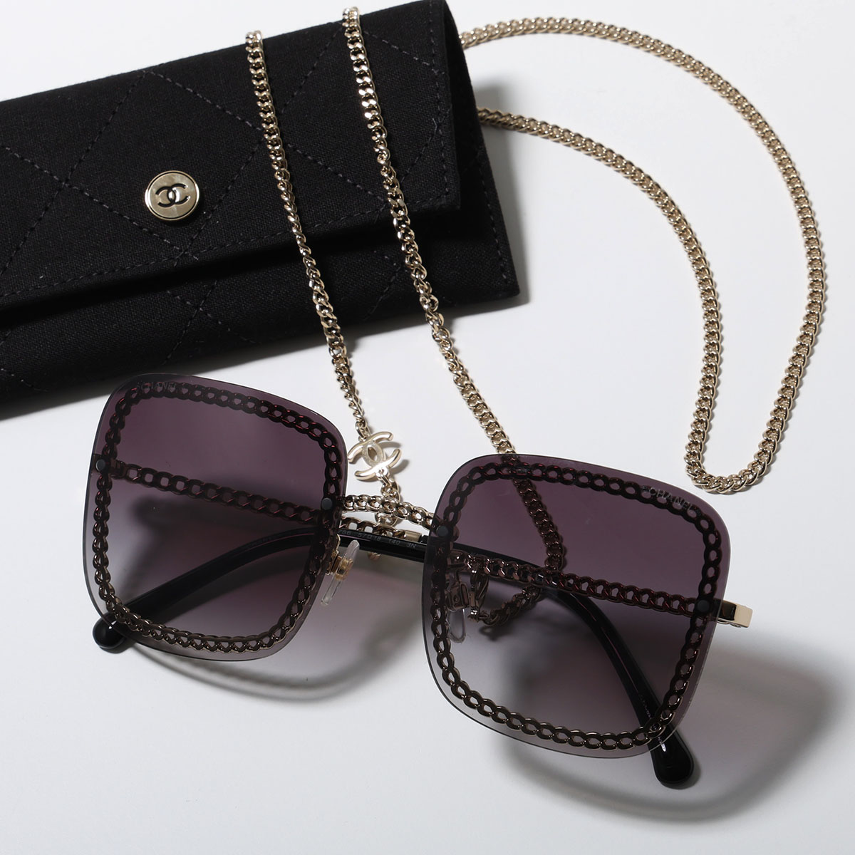 CHANEL archive y2k スクエア リムレス サングラス ケース付き CHANEL（シャネル） サングラス 4244 レディース スクエア型 チェーン