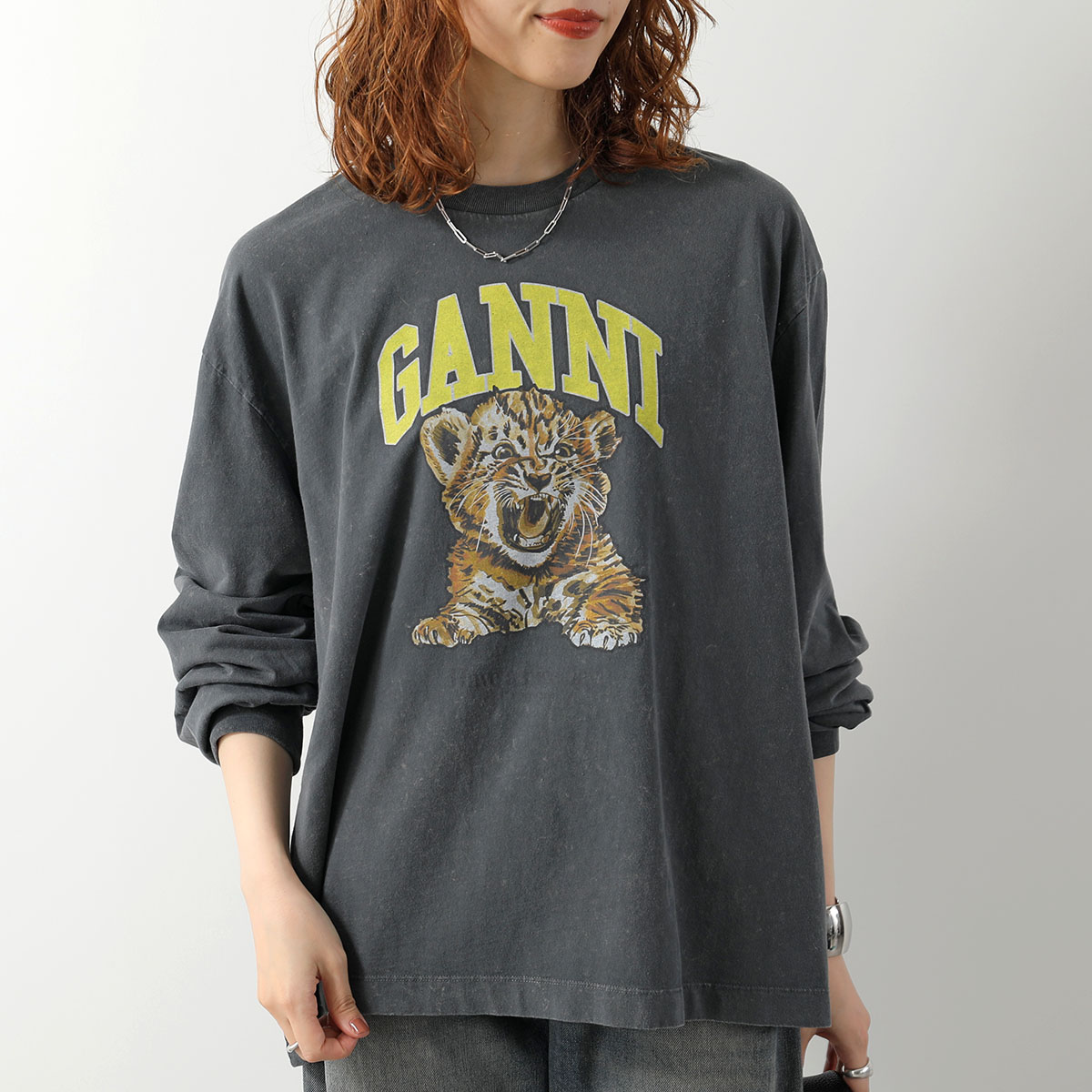 GANNI（ガニー） Tシャツ Future Jersey Longsleeve Tiger A1050233