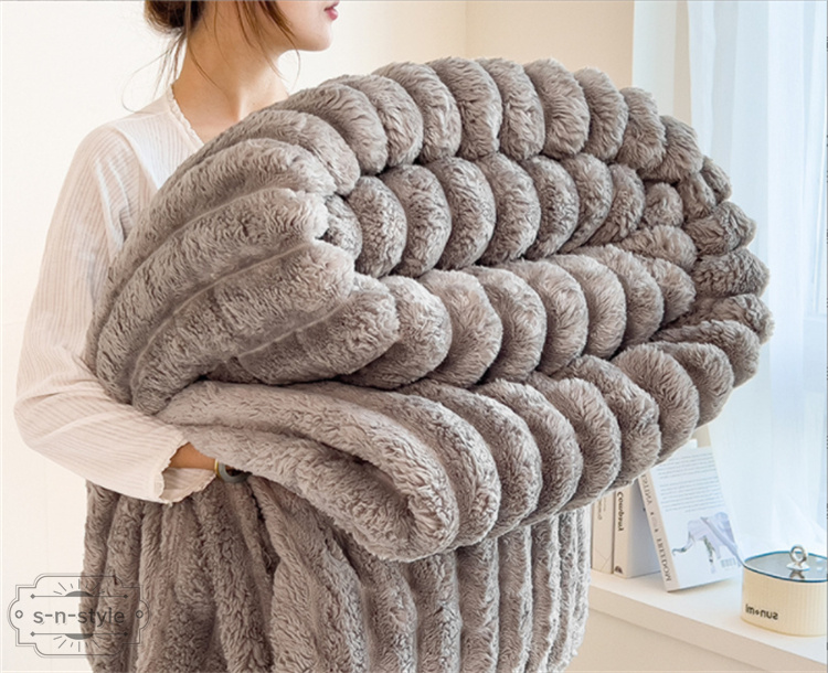 毛布 ブランケット 厚手 大判 掛け布団 シングル ダブル もこもこ