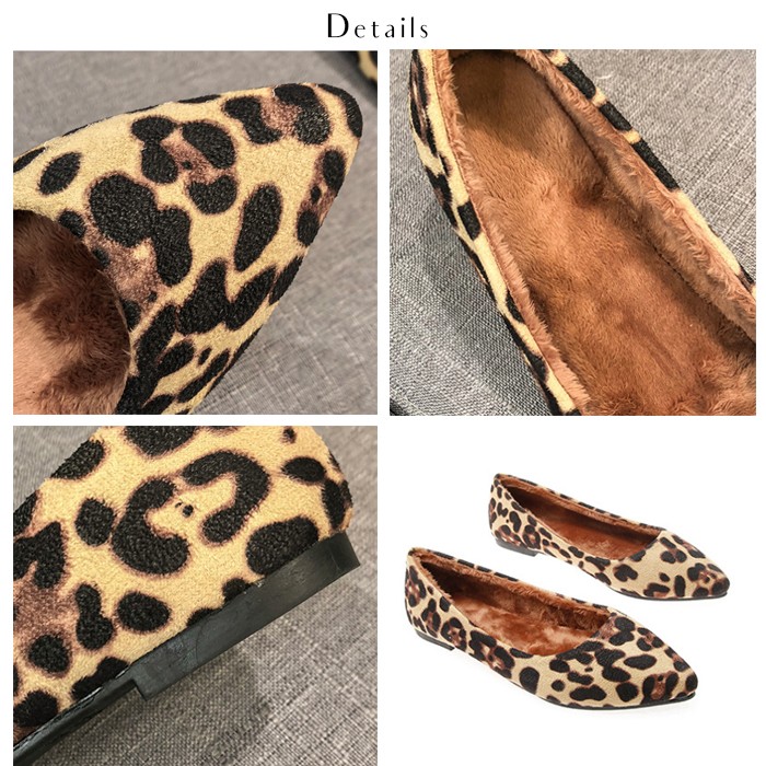 レオパード フラットシューズ パンプス ポインテッドトゥ