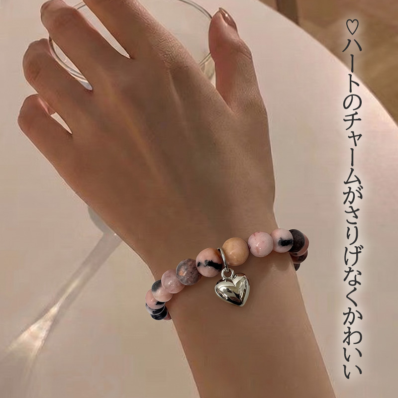 天然石ブレスレットパワーストーンインカローズピンクゼブラジャスパー