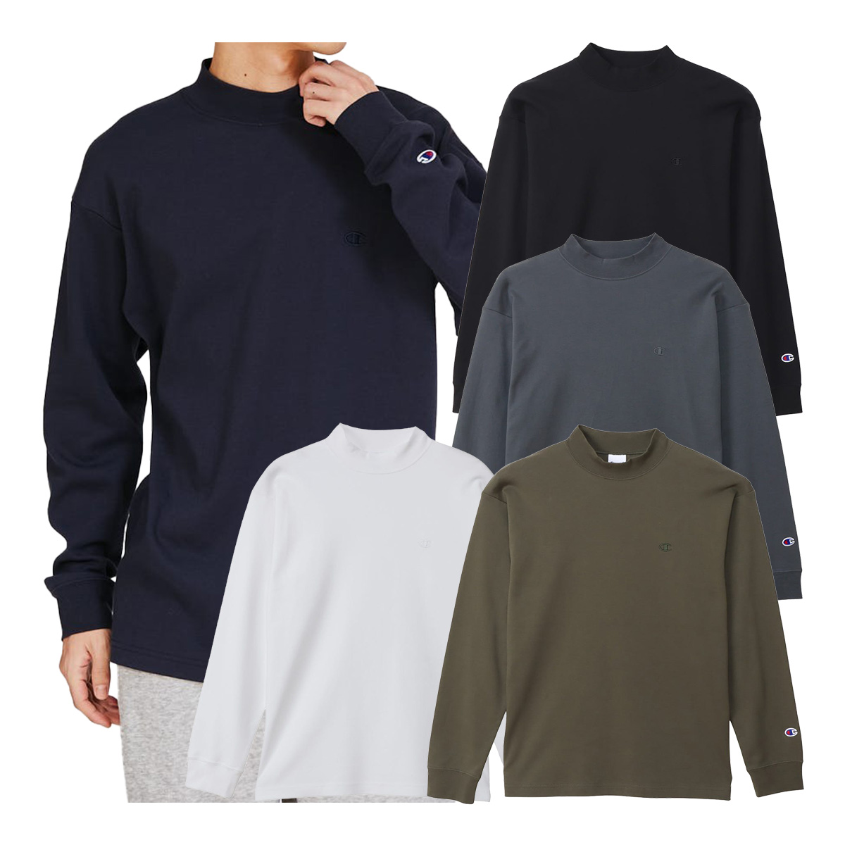 Champion（チャンピオン） 長袖 モックネックシャツ ロングスリーブT