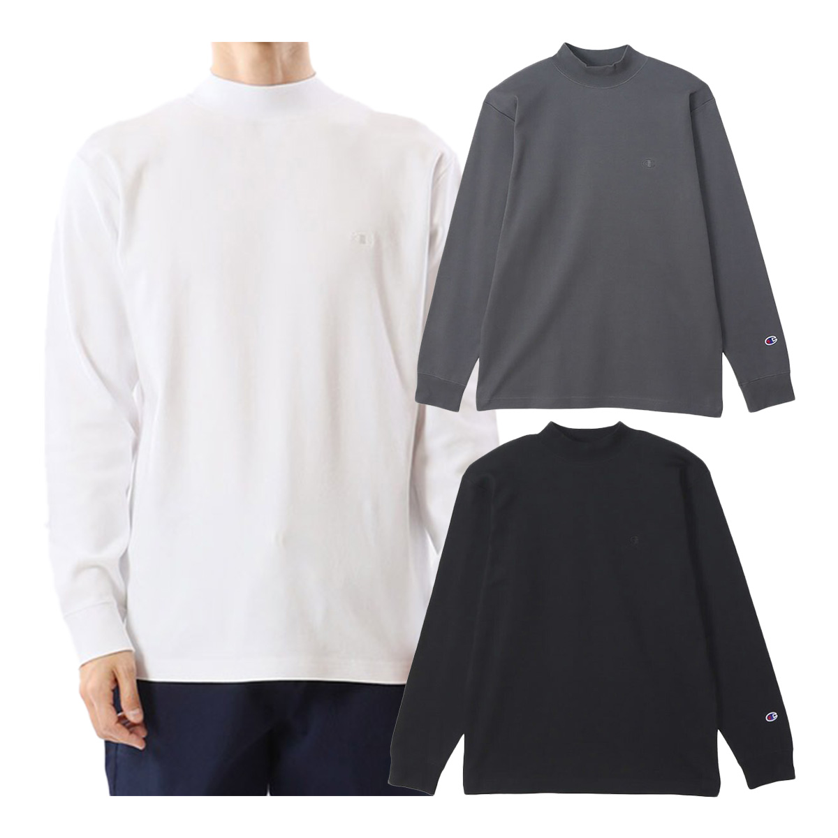 Champion（チャンピオン） 長袖 モックネックシャツ ロングスリーブT 