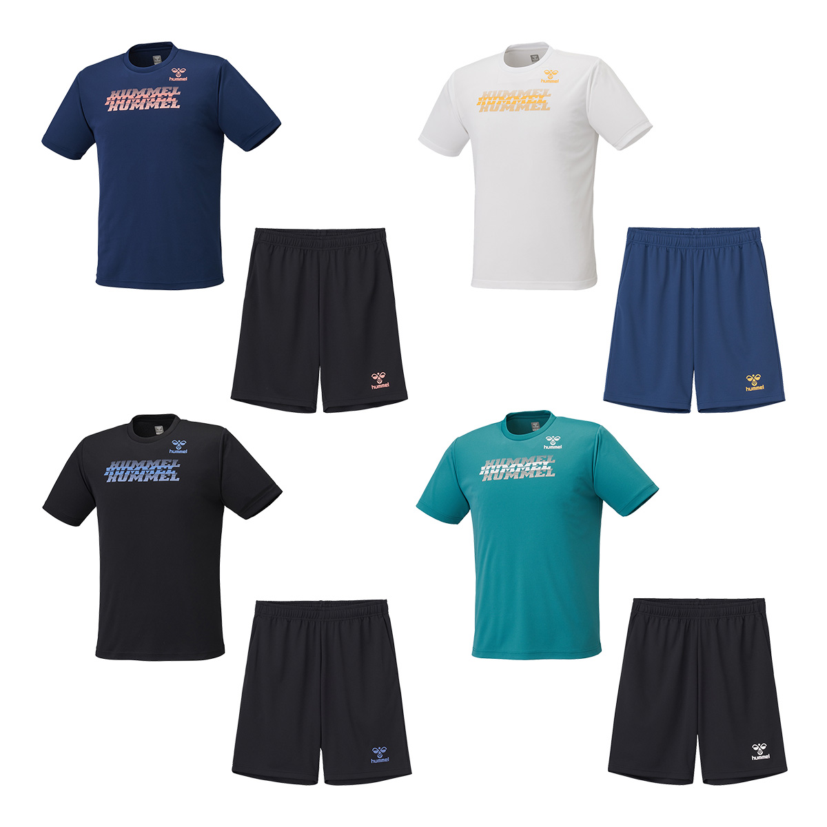 ヒュンメル hummel プラクティスTスーツ 半袖Tシャツ+ハーフパンツ 上下セット セットアップ メンズ HAP1243SP スポーツ トレーニング 2026年モデル