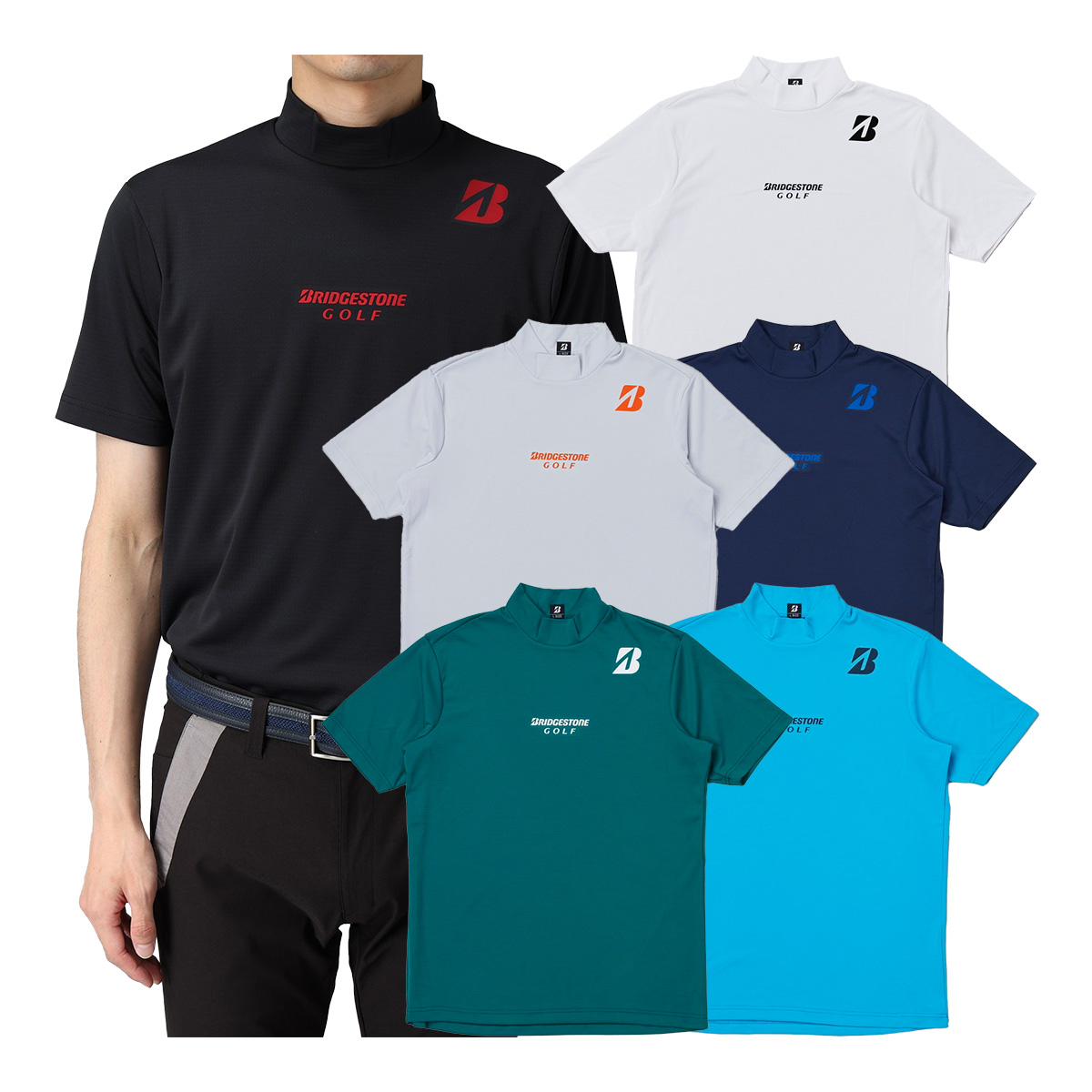 BRIDGESTONE GOLF ブリヂストン ゴルフ 半袖 モックネックシャツ B-01 