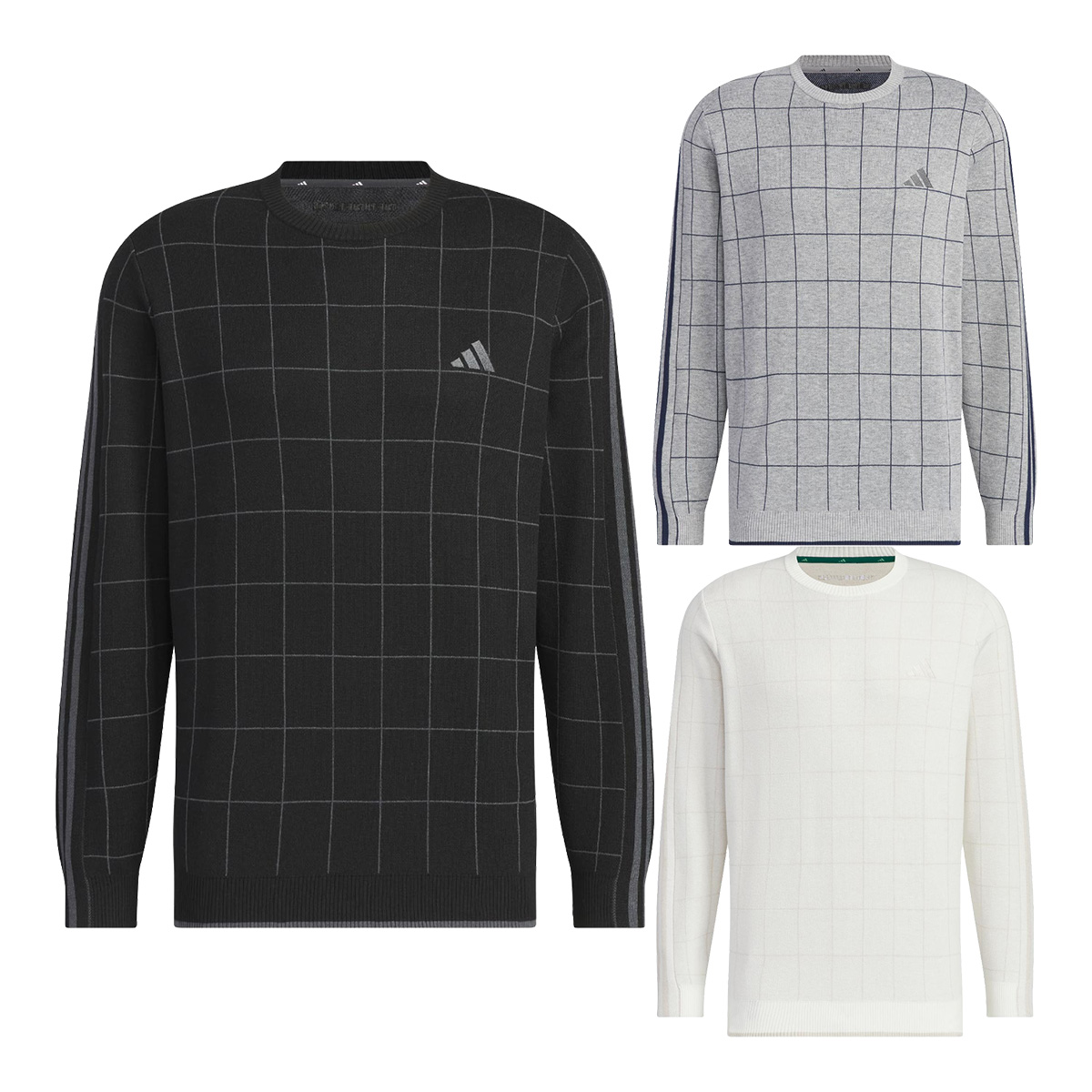 �A�f�B�_�X �S���t ���� �Z�[�^�[ �N���[�l�b�N �X���[�X�g���C�v�X �j�b�g �`�F�b�N�� �����Y JTY60 IM6425�^IM6424�^IM6427 2024�N�H�~���f�� adidas golf