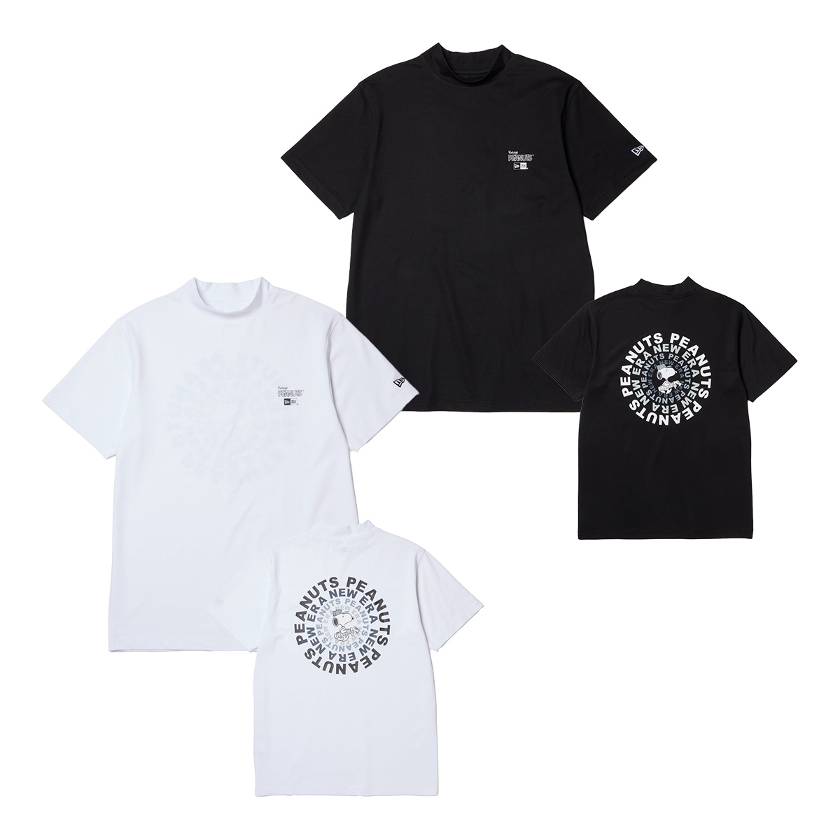 ニューエラ ゴルフウェア 半袖 ミッドネック Tシャツ Vintage PEANUTS ヴィンテージ ピーナッツ Circle　ゴルフ 14865850／14865851 2026年春夏モデル NEW ERA