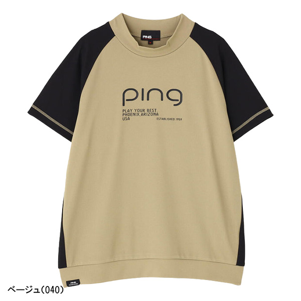ストライプジャガード 半袖ハイネックカットソー＜原プロモチーフ＞ PING（ピン） レディース ゴルフ 半袖ハイネックシャツ テラカノコ 622