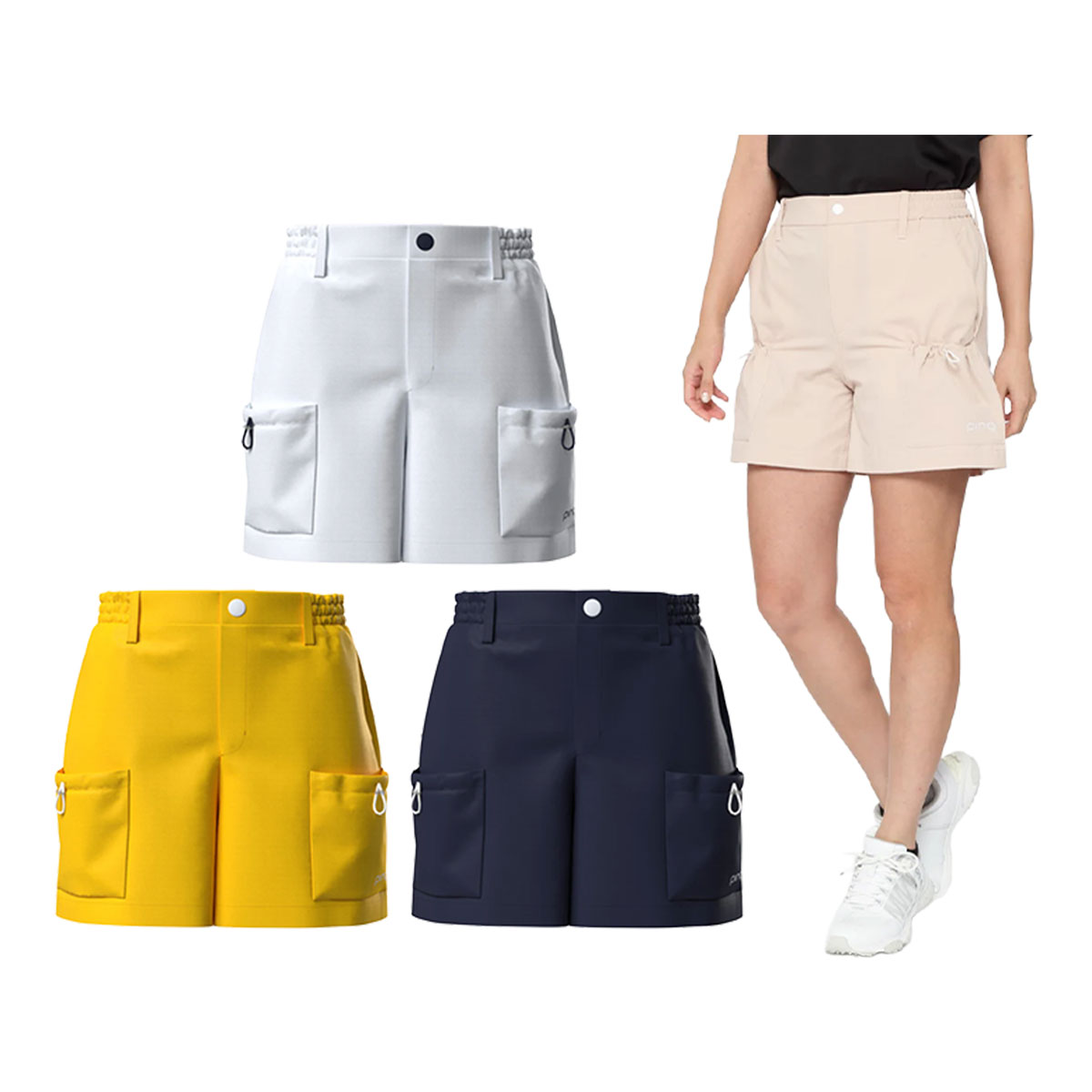 Ping レディースショートパンツ ネイビー 622-5132300 タグ付き PING（ピン） レディース ゴルフ サライテック 二重織ショートパンツ