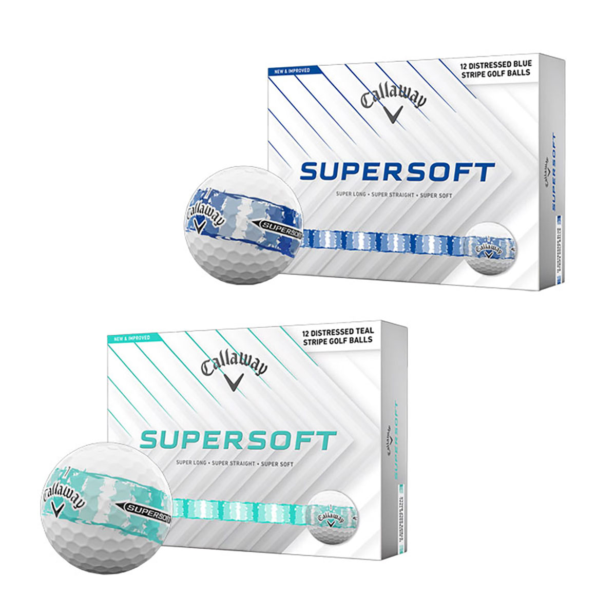 �L�����E�F�C SUPER SOFT DISTRESSED STRIPE �S���t�{�[�� 1�_�[�X(12����) 2026�N���f�� �X�[�p�[�\�t�g �f�B�X�g���C�X �X�g���C�v Callaway BLUE TEAL