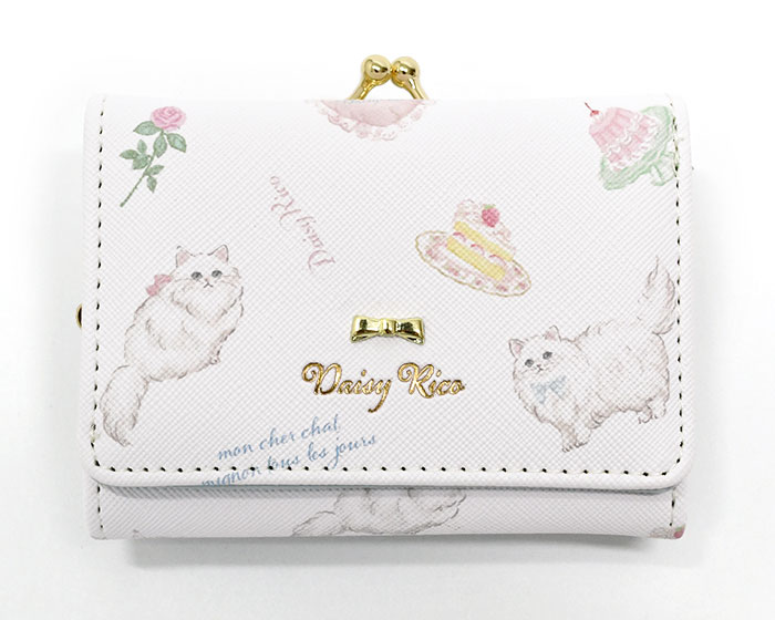 Daisy Rico 猫 総柄 がま口 三つ折り ミニ財布 猫グッズ ねこ ネコ 猫