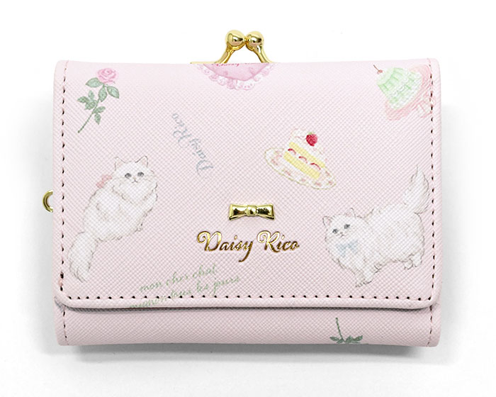 Daisy Rico 猫 総柄 がま口 三つ折り ミニ財布 猫グッズ ねこ ネコ 猫