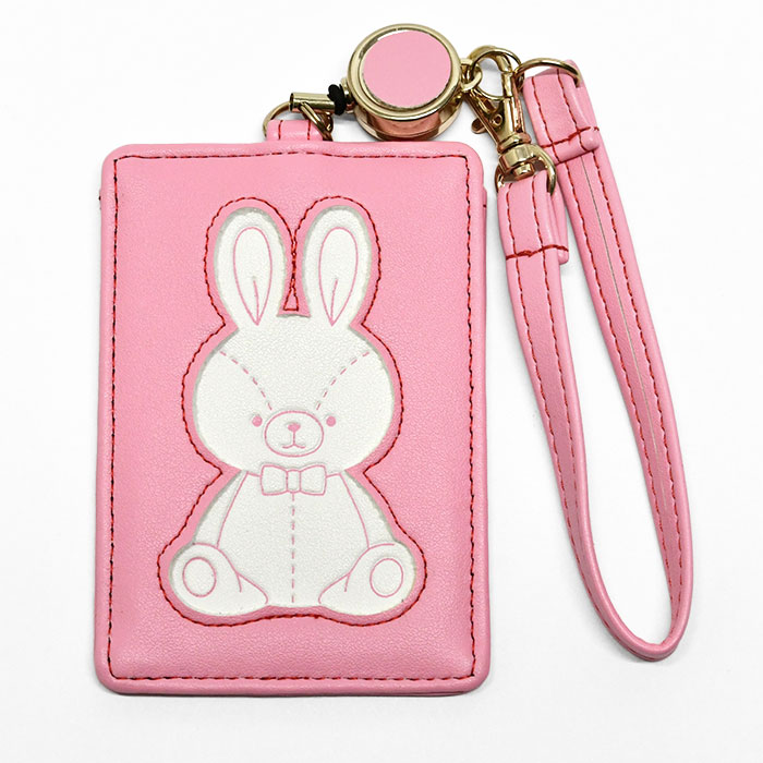 オリガミうさぎ リール付き パスケース レディース 定期入れ