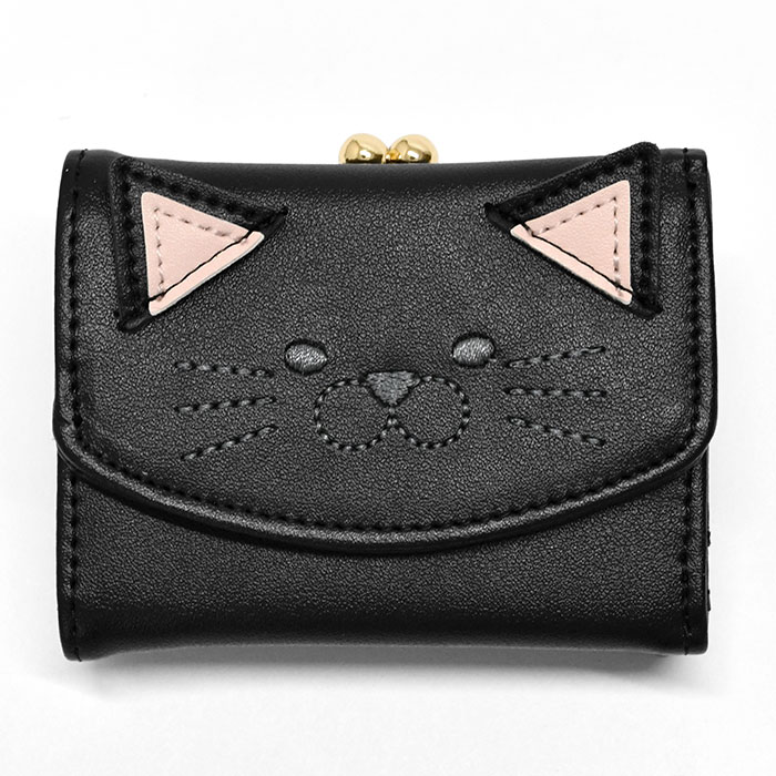小学生 中学生 高校生 子供 子供用 子ども こども キッズ 女の子 女子 猫 ねこ ネコ 財布 猫柄 白猫 黒猫 がま口 ミニ財布 ミニウォレット 三つ折り財布 可愛い |  | 02