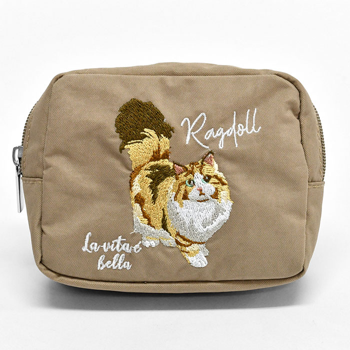 専用　ハンドメイド　キリン型　バッグ　刺繍　猫　イルカ　ミニリュック型ポーチ ラグドール ミヌエット コーイケルホンディエ コイケル ミニチュア
