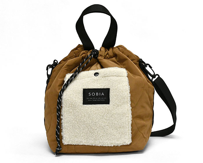 キルティング ボア 巾着 巾着バッグ 巾着ショルダー ショルダーバッグ