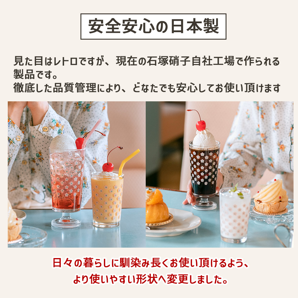 メーカー公式ショップ】 アデリアレトロ 脚付き グラス ガラス コップ 足付き 昭和 レトロ 食器 雑貨 花柄  www.southriverlandscapes.com