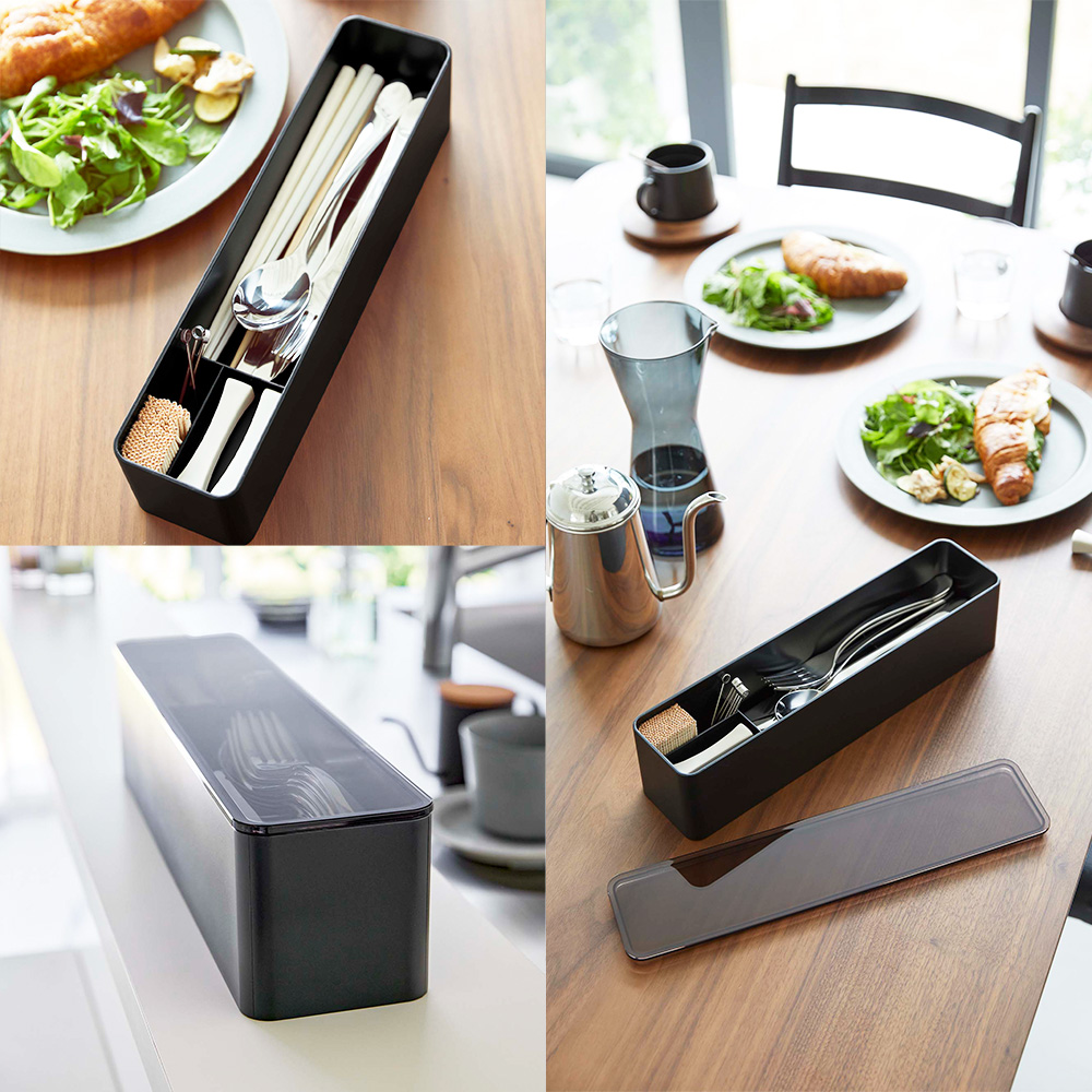 tower 山崎実業 蓋付き カトラリーケース タワー ロング 箸入れ