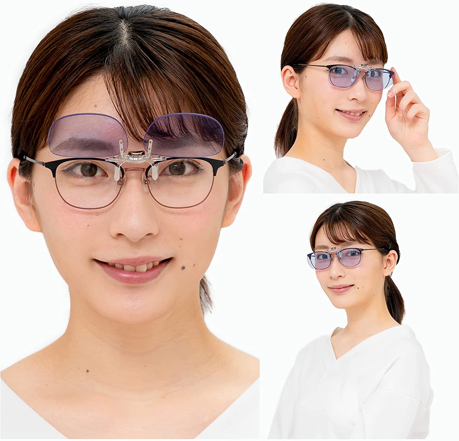 クリップオン ネオコントラスト テクノロジー HCLIPON-1-CLEAR-M 跳ね上げ式レンズ サングラス UVカット 夜間 運転 メガネの上から オーバーグラス 関連画像1