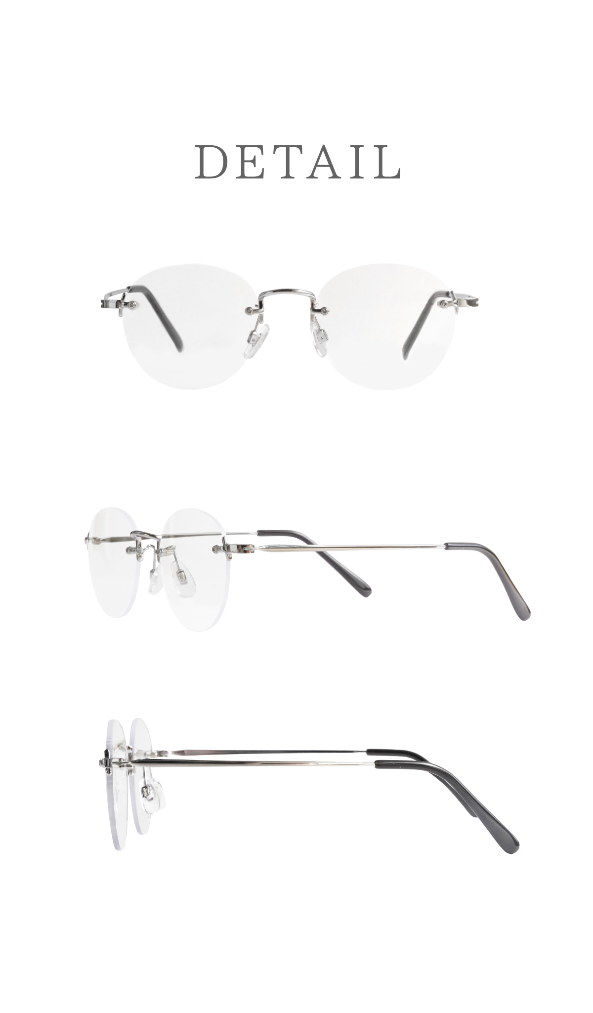 伊達メガネ レディース リムレス サングラス メガネ ふちなし ツー