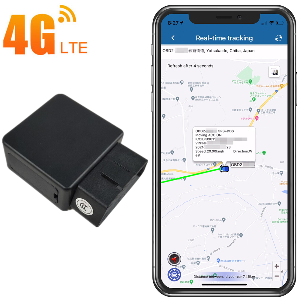 OBD2 OBDII 4G GPS 発信機 リアルタイム 小型 浮気調査 動態管理 車両 