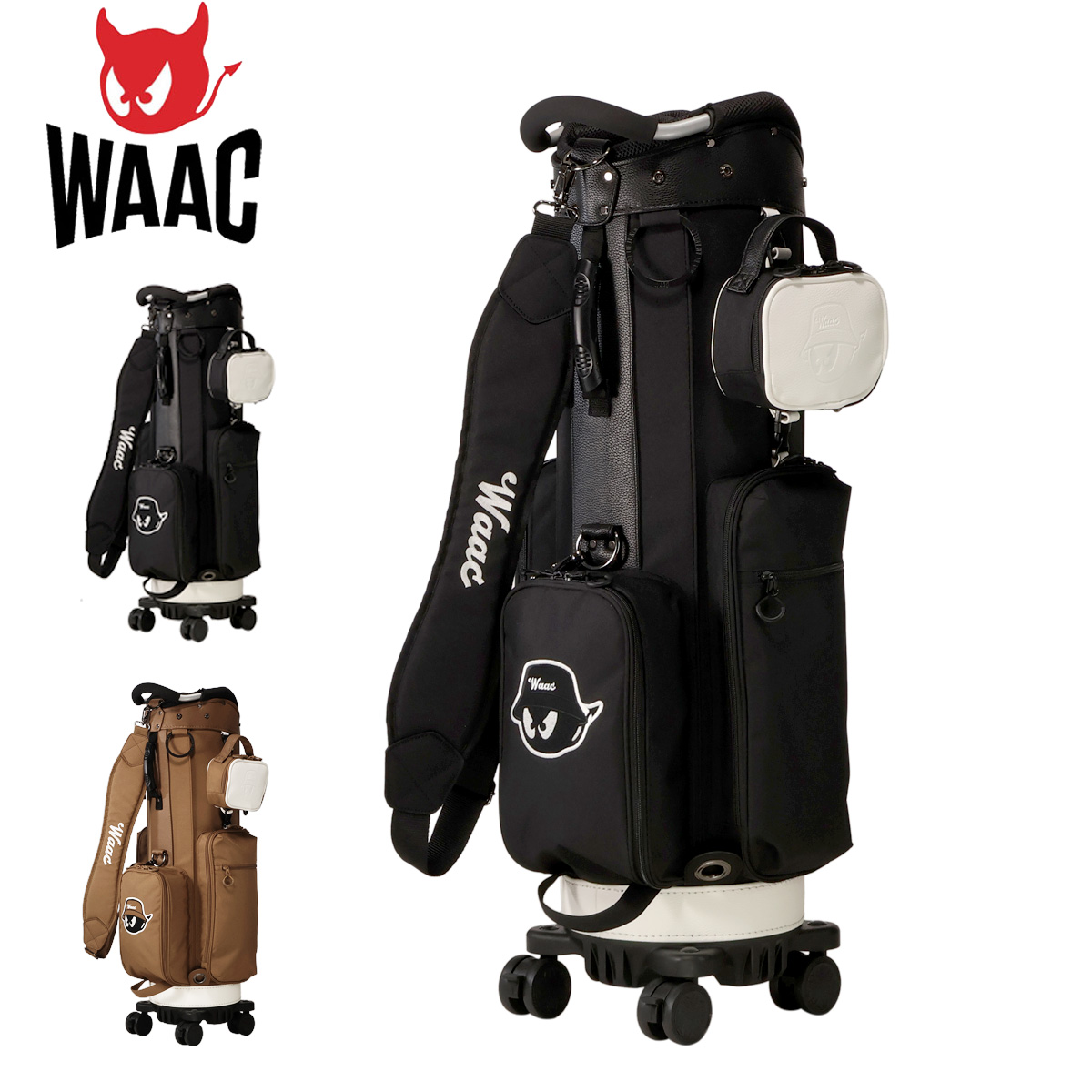 WAAC ワック ゴルフ キャディバッグ カート型 5分割 9型 ポーチ付き