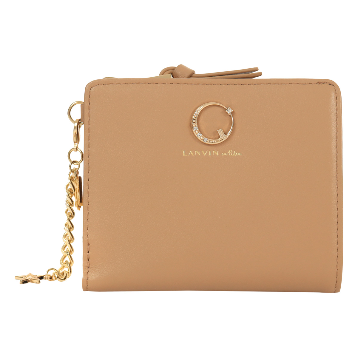 LANVIN ランバン SAGA  サファイアミンク パール付きボタン LANVIN en Bleu ランバンオンブルー 二つ折り財布 Lファスナー