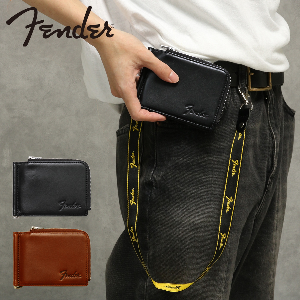 Fender（フェンダー） 二つ折り財布 本革 L字ファスナー