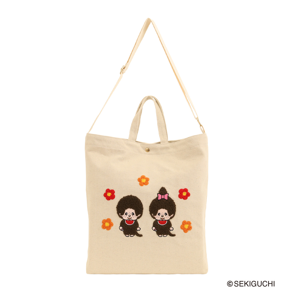 モンチッチ サガラ刺繍 帆布トートバッグ レディースMonchhichi 2WAY