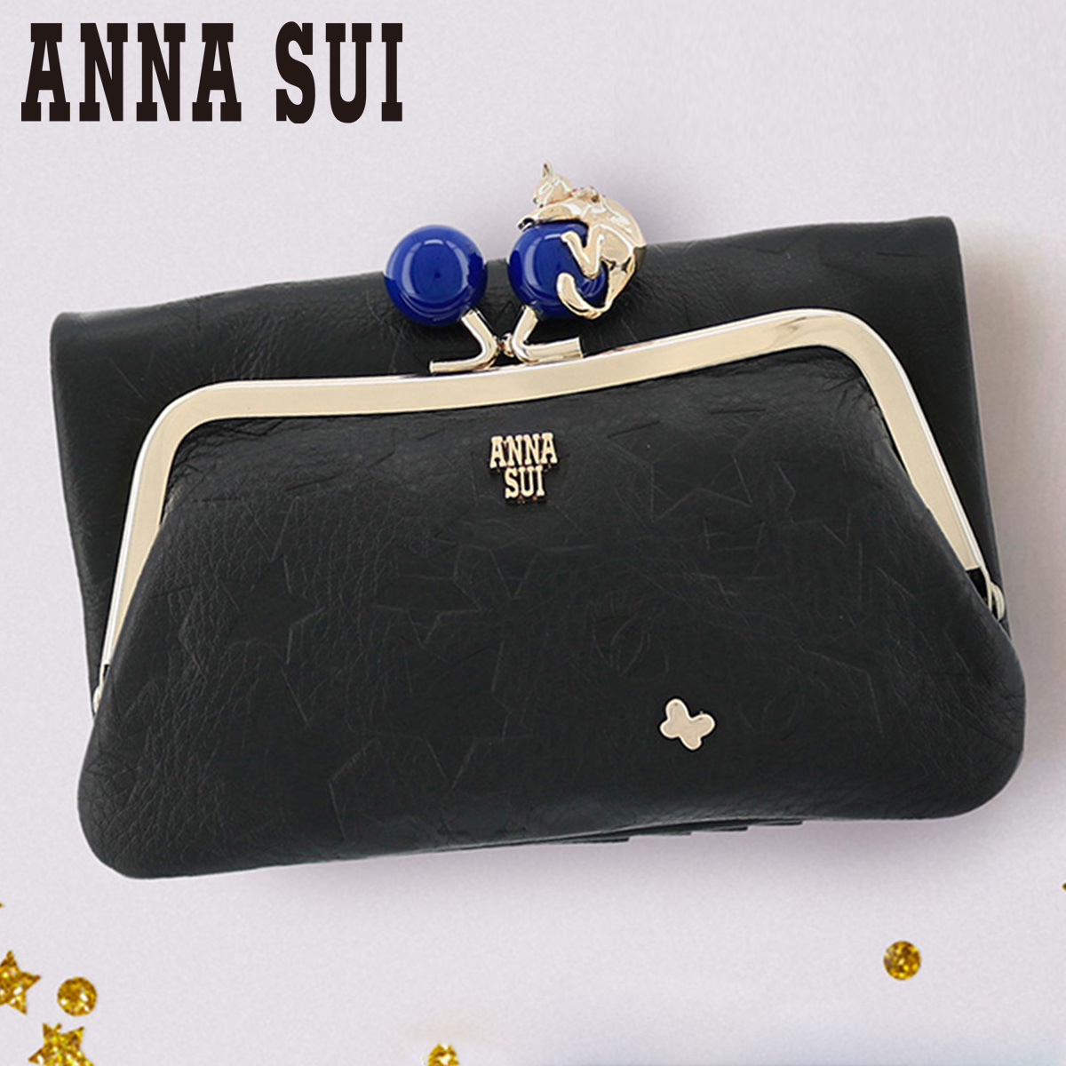 アナスイ 財布 二つ折り 本革 猫 がま口 プレイングキャット 二つ折り財布 レディース 316831 ANNA SUI レザー キャット ネコ  大容量 大きめ ガマ口 : ana-313751 : サックスバーYahoo!店 - 通販 - Yahoo!ショッピング