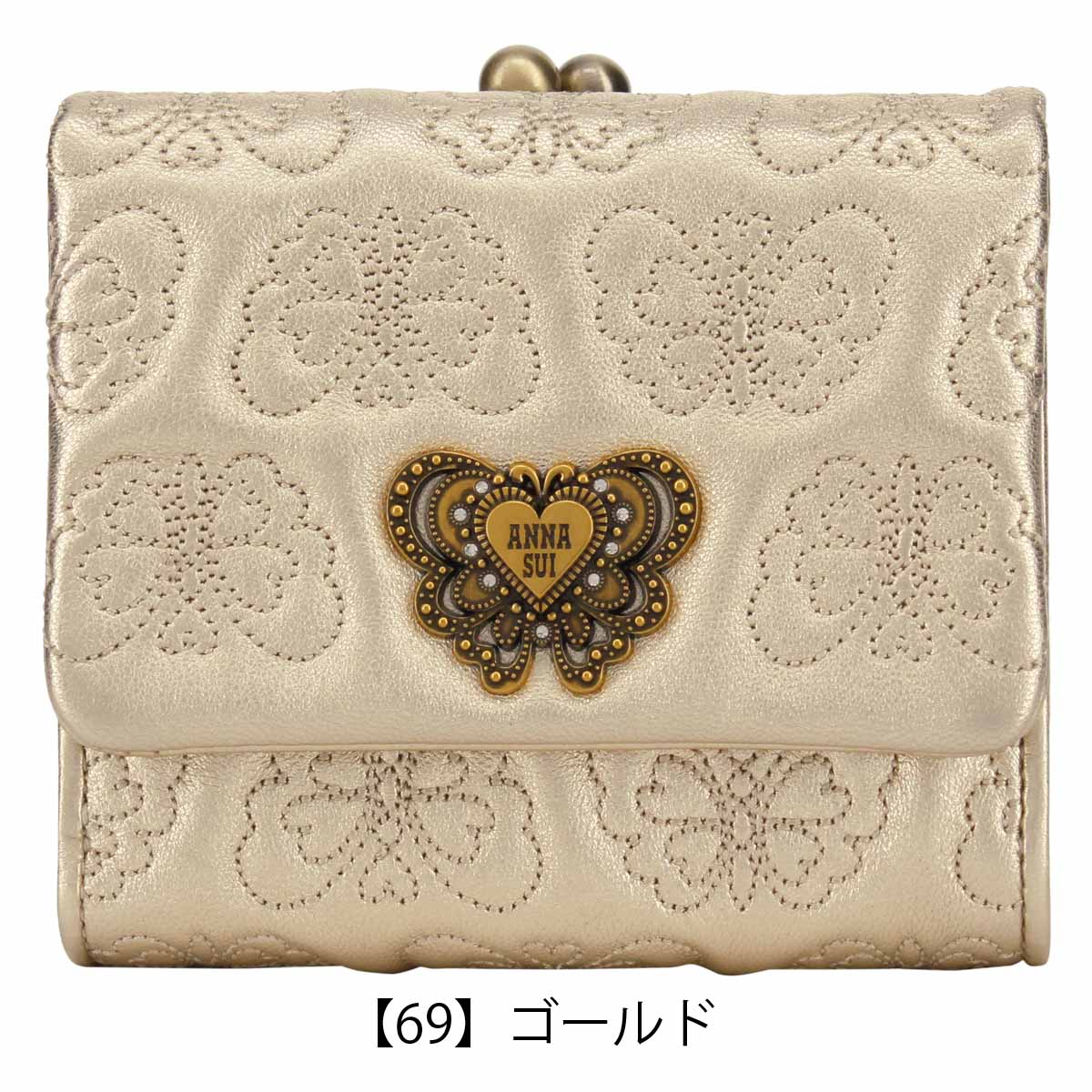 ANNA SUI アナスイ 二つ折り財布 がま口 本革 レディース