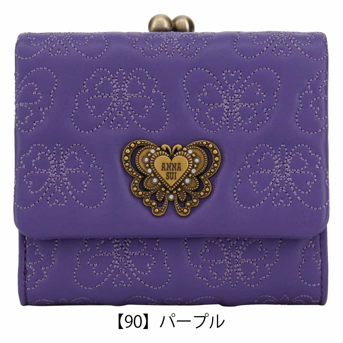 から厳選した ANNA SUI アナスイ 三つ折り財布 蝶 がま口 牛革