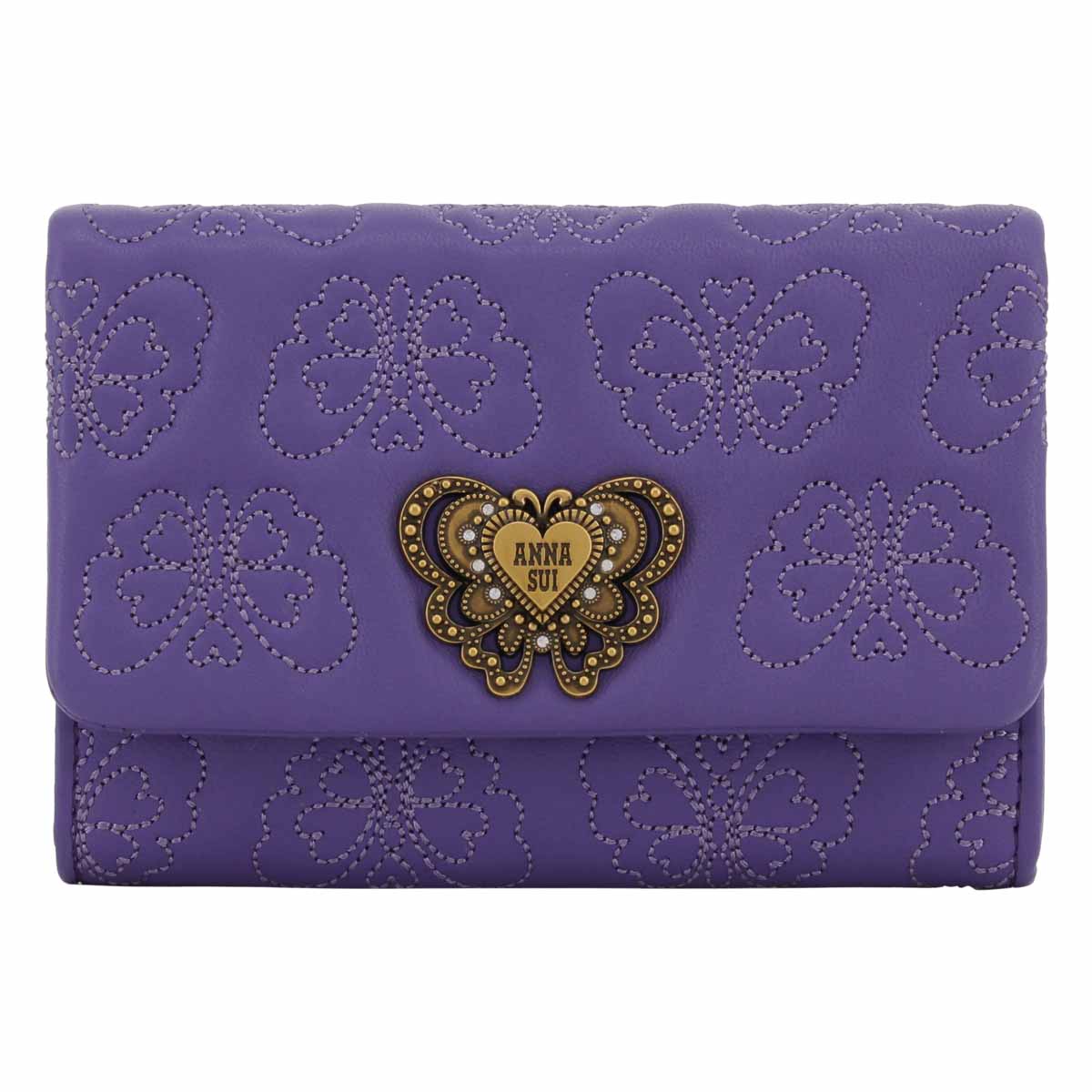 ANNA SUI☆ピンク蝶々モチーフ☆レザー折財布☆未使用-