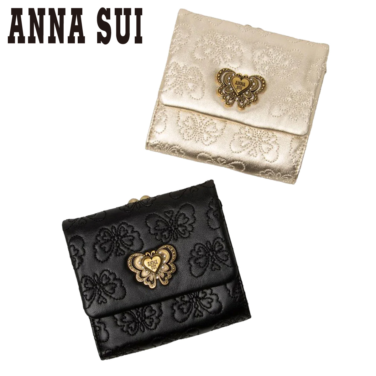 ☆新品未使用箱つき☆アナスイ☆ホロスコープ☆財布☆二つ折り☆シルバー☆銀☆がま口 ANNA SUI（アナスイ） 二つ折り財布 がま口 本革 レディース チェイス