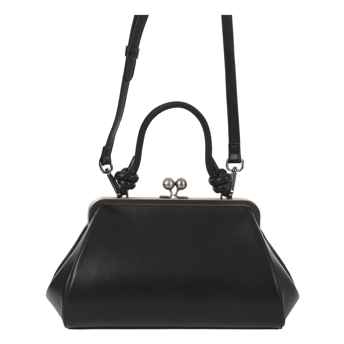 ANNA SUI アナスイ　がま口　ハンドバッグ　レザー　ブラック ANNA SUI アナスイ 2WAYバッグ 美品 ブラック レザー がま口