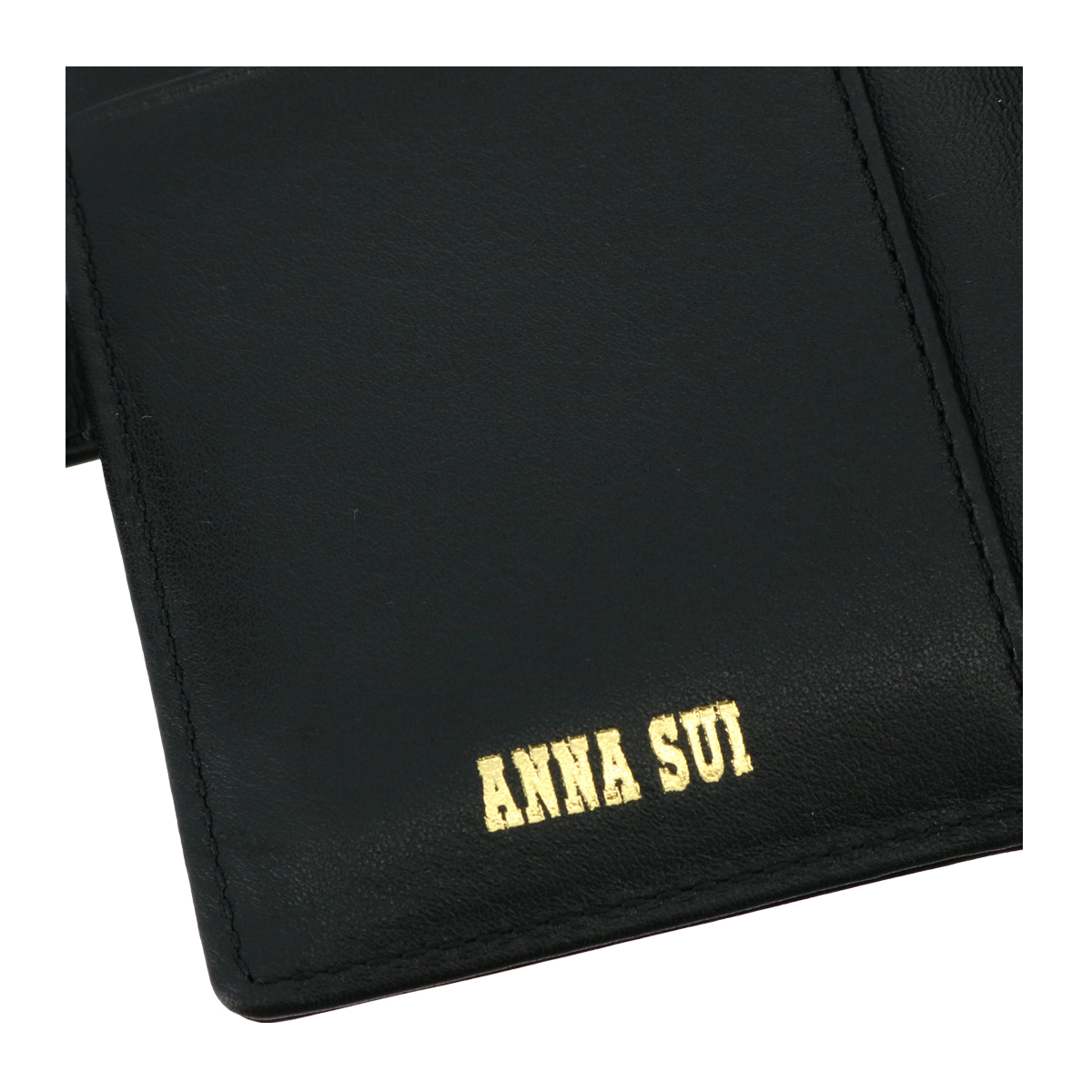 ANNA SUI アナスイ 二つ折りミニ財布 がま口 本革 レディース