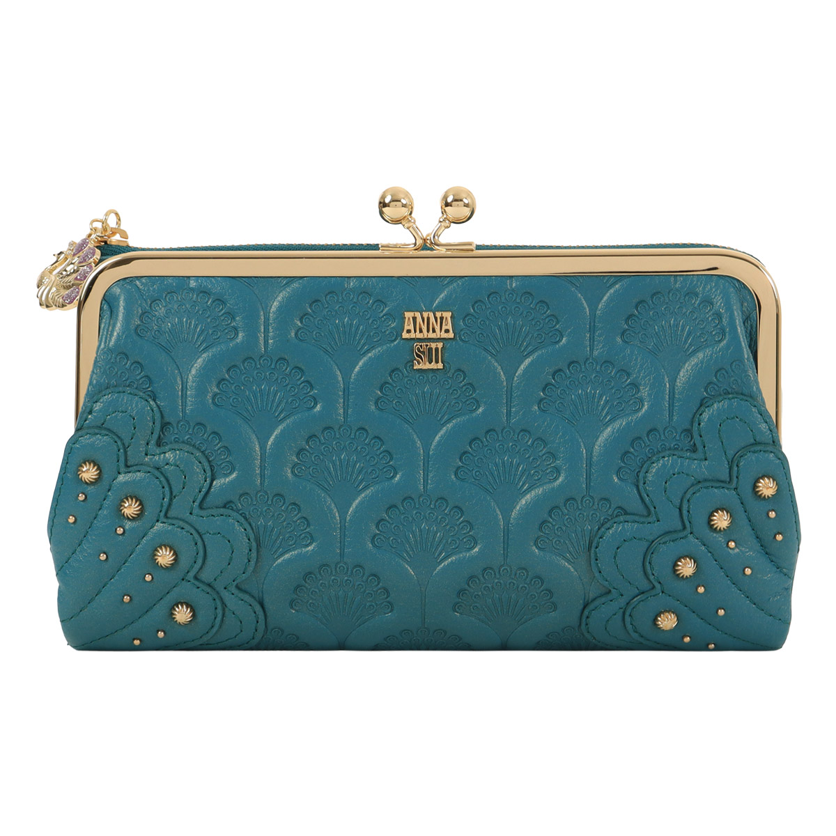 超人気ブティック ANNA SUI アナスイ 長財布 がま口 ピーコック 本革 レディース 小物