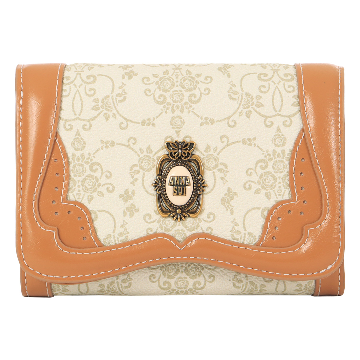 未使用品♡アナスイANNA SUI 財布 リーブル 二つ折り財布　アンティーク アナスイ ANNA SUI リーブル 口金二つ折り財布 （ベージュ） -靴