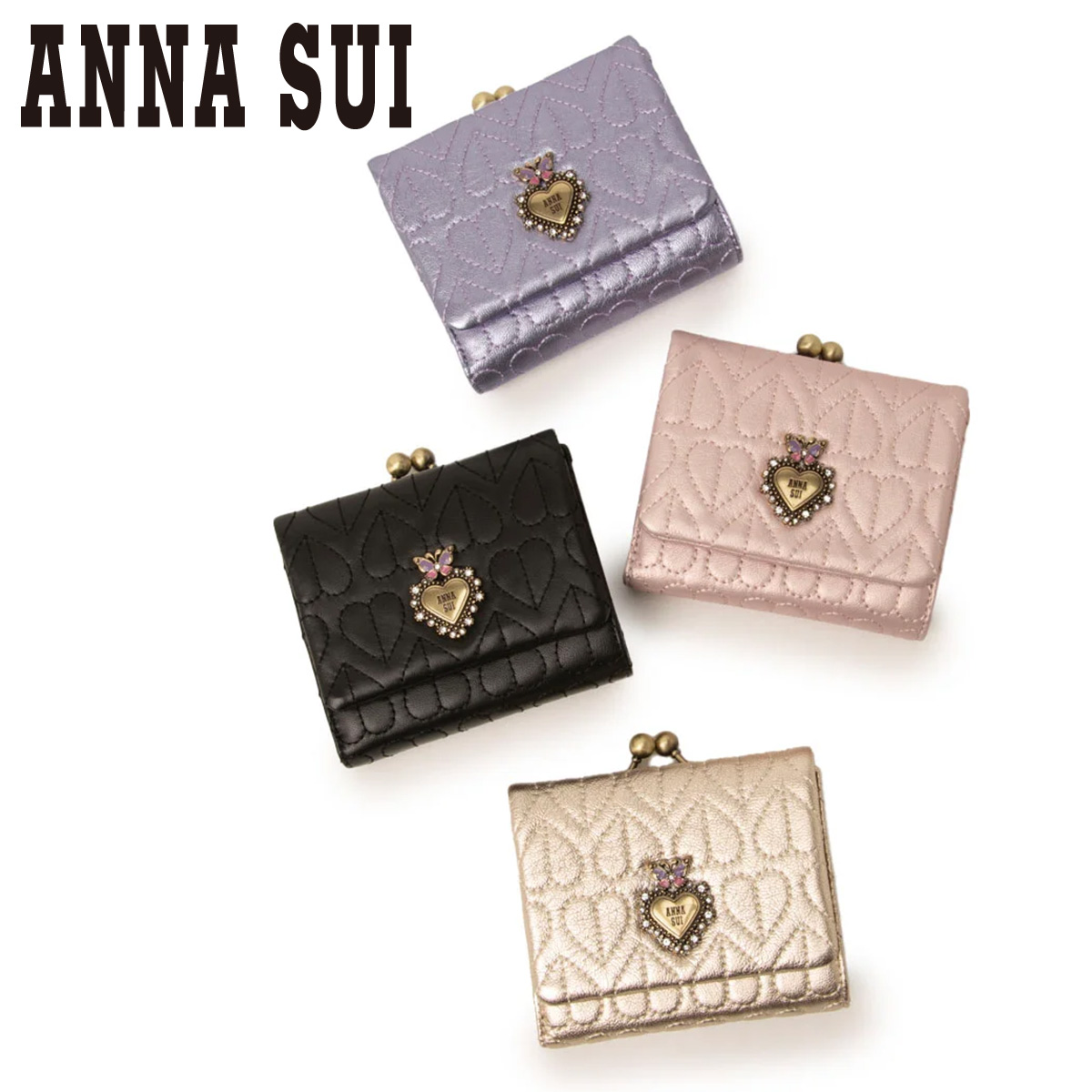ANNA SUI（アナスイ） 二つ折り財布 ガマ口 本革 レディース